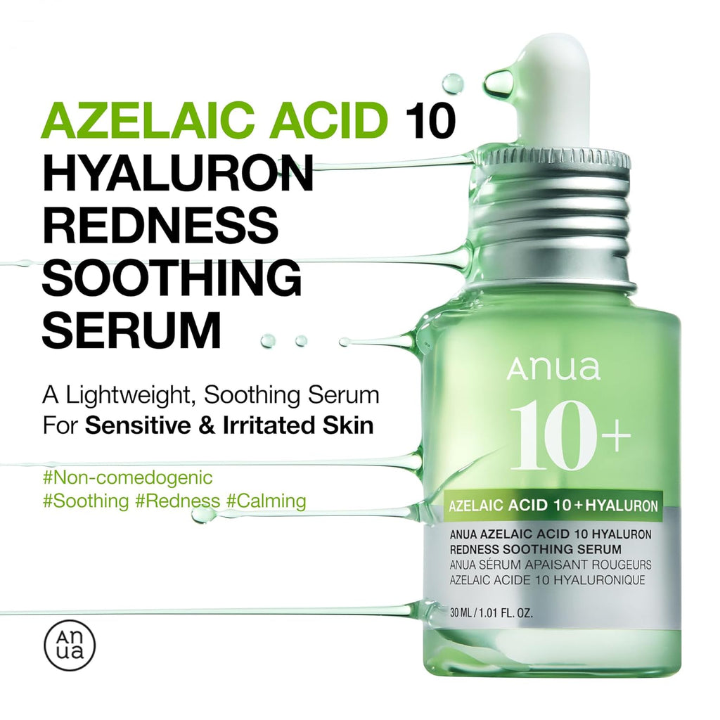 Azelaic Acid 10 Hyaluron Redness Soothing Serum, Facial Serum for Troubled & Sensitive Skin, Breakouts, Hyaluronic Acid, Niacinamide, Spot Care, Natural Color, Korean Skincare (30Ml/ 1.01 Fl Oz.)
