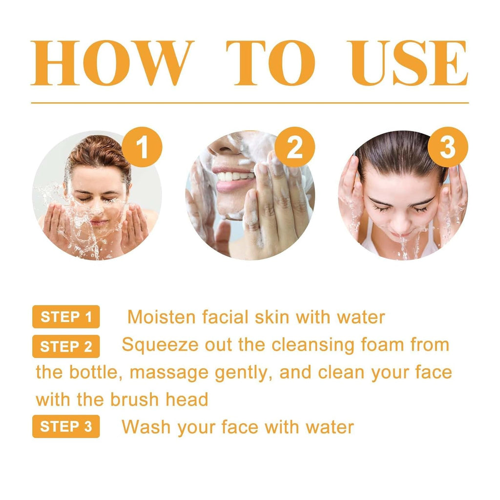 2 Pcs Turmeric Face Wash, Gentle Scrub Exfoliating Deep Cleaning Glow Wash Turmeric Face Wash with Brush.